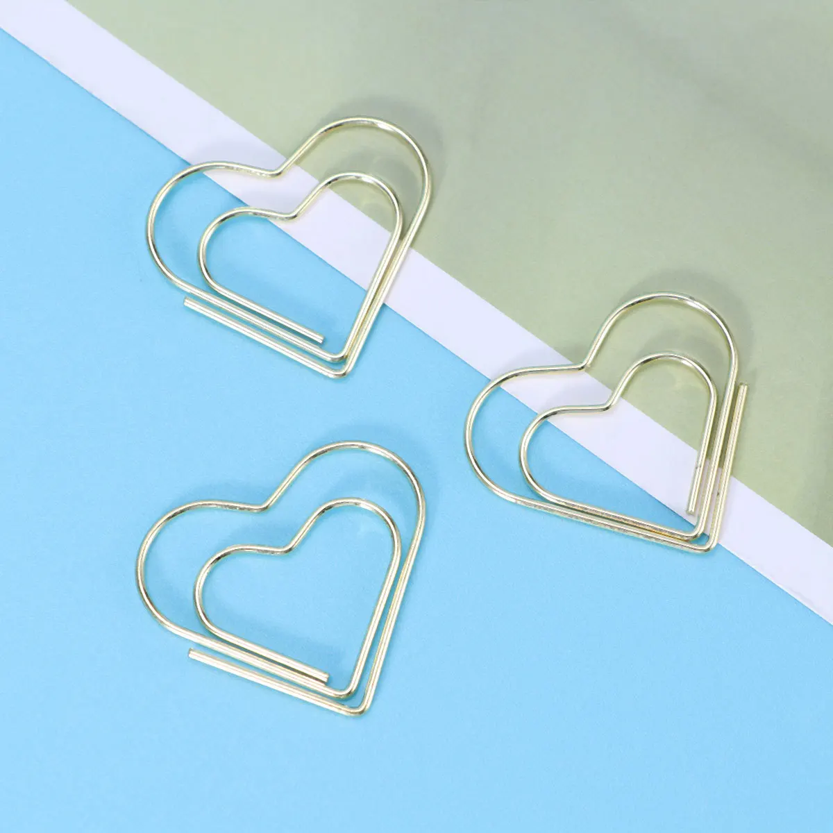 10 قطعة مشابك ورق معدنية على شكل قلب مطلية بالذهب مشبك مرجعي قوي للملاحظات والصور والمستندات والمكتب والمدرسة والمنزل #4