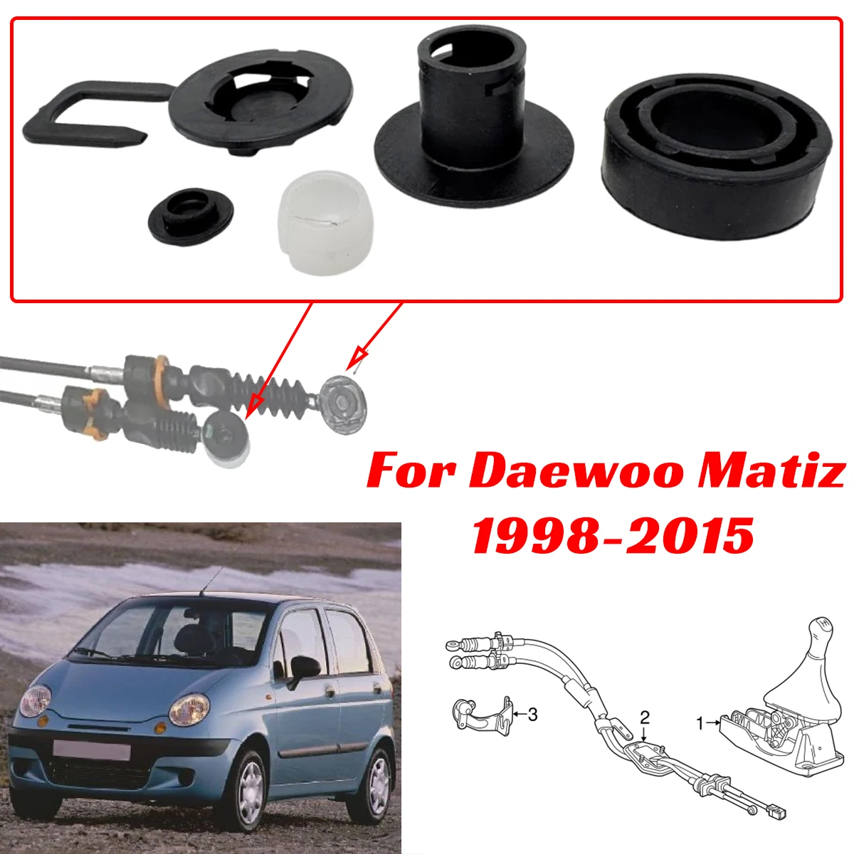 

For Daewoo Matiz 1998-2015 MT Shifter Selector Lever Cable Bushing Linkage End Rod Cap Cup Connector Replacement Spare Parts Car