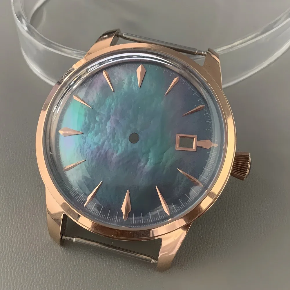 40.5mm Arch Glass Watch Case nh35 Case Steel Case Rose Gold Case  for NH35 Movement fit 35mm Dial Watch Part