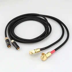 HI-End 99.998% OFC miedziany kabel Interconnect RCA kabel Audio HIFI z kątem prostym 90 stopni złącze RCA RCA do WBT