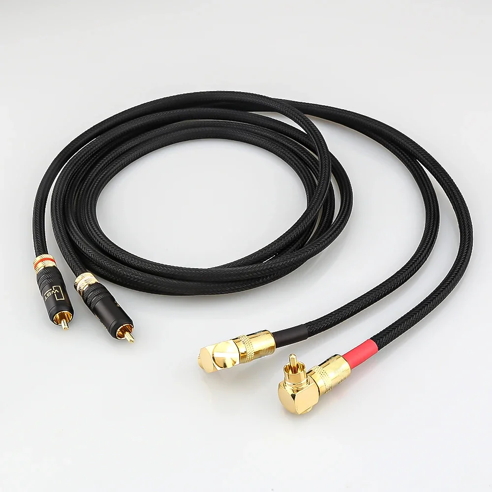 HI-End 99.998% OFC Copper RCA Interconnect Cable Audio Cable HIFI With 90 Degree Right Angle RCA To WBT RCA Connector