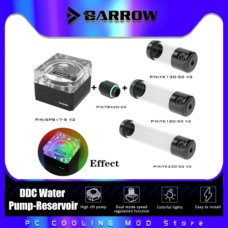 

Barrow AIO Pump+Reservoir,PWM 17W Speed Control Type Pump For Computer Watercooling Transparent LRC2.0 SYNC,SPB17-S V2