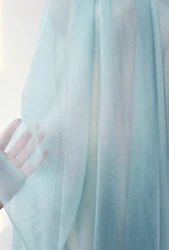100cm*140cm Lake Blue 100% Mulberry Silk Chiffon Fabric Light Breathable Scarf Floating Skirt