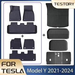 For Tesla Model Y 2024 Accessories Floor Mat with Carpet Anti-slip Pads Waterproof TPE Trunk Mat for Tesla Model Y 2021-2024