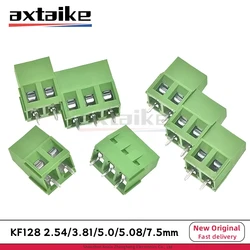 Bloques de terminales de conexión de tornillo PCB de empalme, Conector de cables, 10 piezas, KF128, 2 pines, 3 pines, 2,54mm, 3,81mm, 5mm, 5,08mm, 7,5mm, 10A, 300V