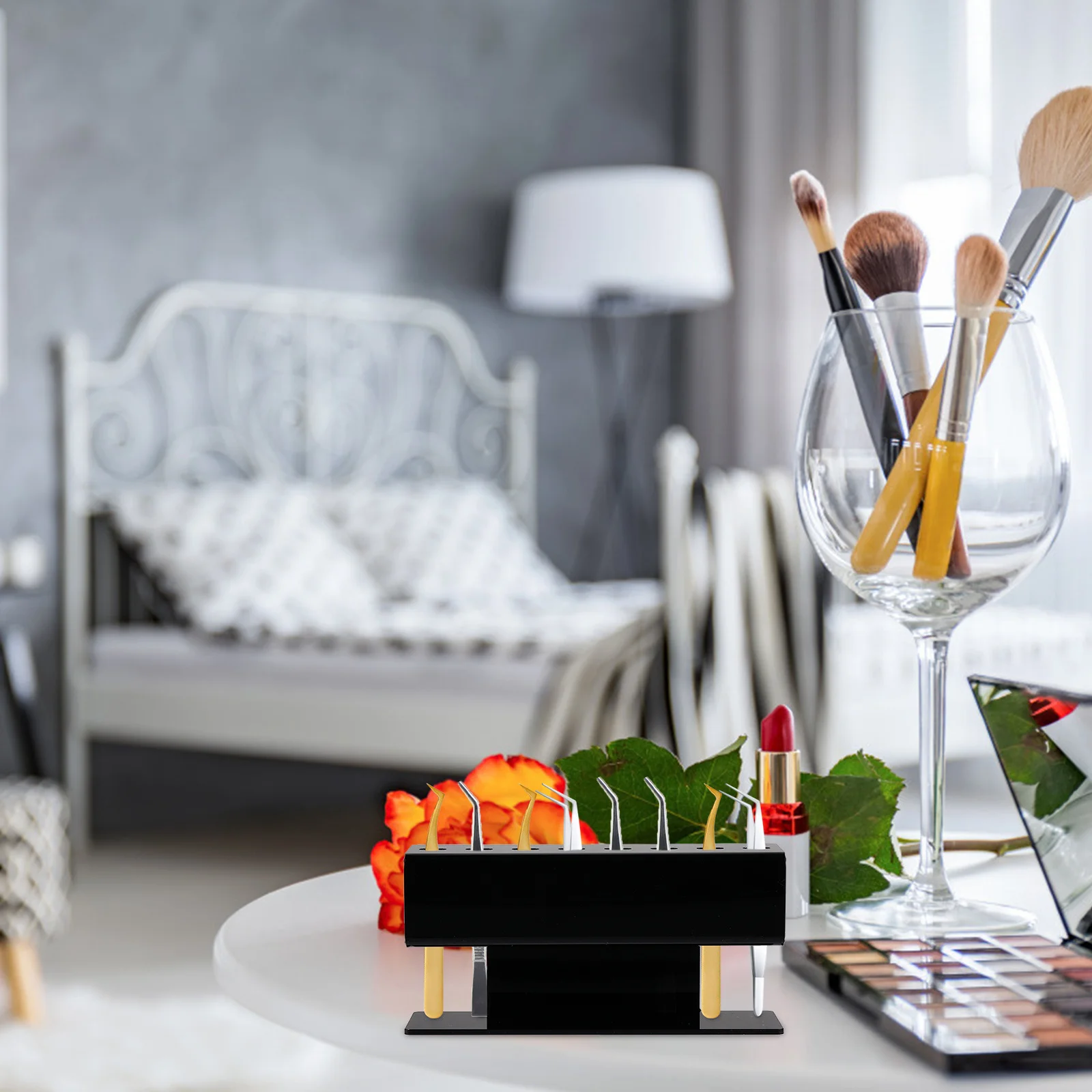 

Tweezers Storage Holder Acrylic Display Stand 8 Positions Durable Lash Extension Tool Organizer for Professional Makeup Use