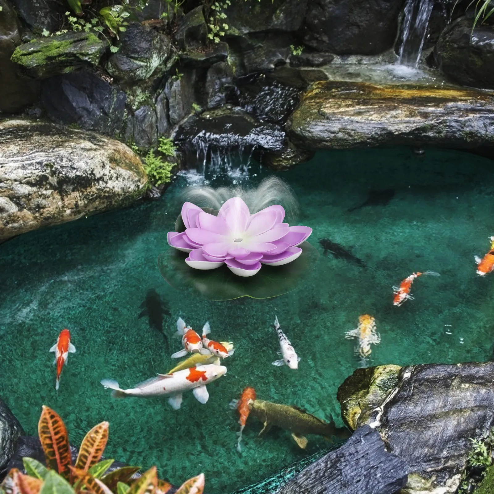 1Set Solar Lotus Floating Fountain Outdoor Pond Fountain Decorative Water Garden Landscape Energy Efficient Low Noise