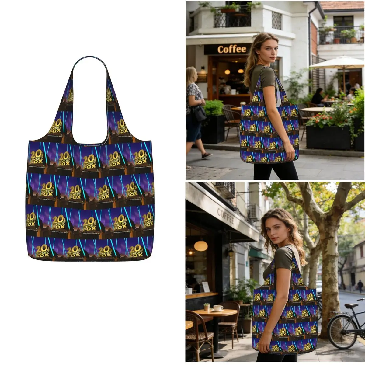 20th Century Fox Shopping Tote Bag Canvas Large Capacity Shoulder Bags Shopper Grocery Handbag for Women