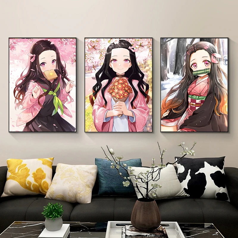 Demon Slayer 5D Diamond Painting Kit Kamado Nezuko Cross Stitch Diamond Embroidery Full Diamond Mosaic DIY Rhinestone Home Decor