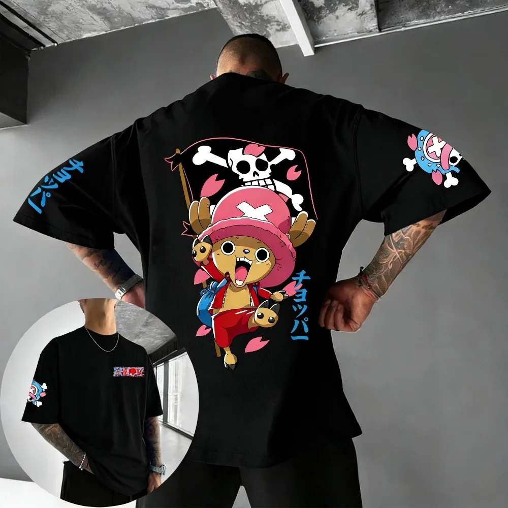 Camiseta de algodón unisex nueva 2026 de ONE PIECE Tony Tony Chopper, estampada con anime Harajuku, de manga corta, holgada y de talla grande, para verano 2026.