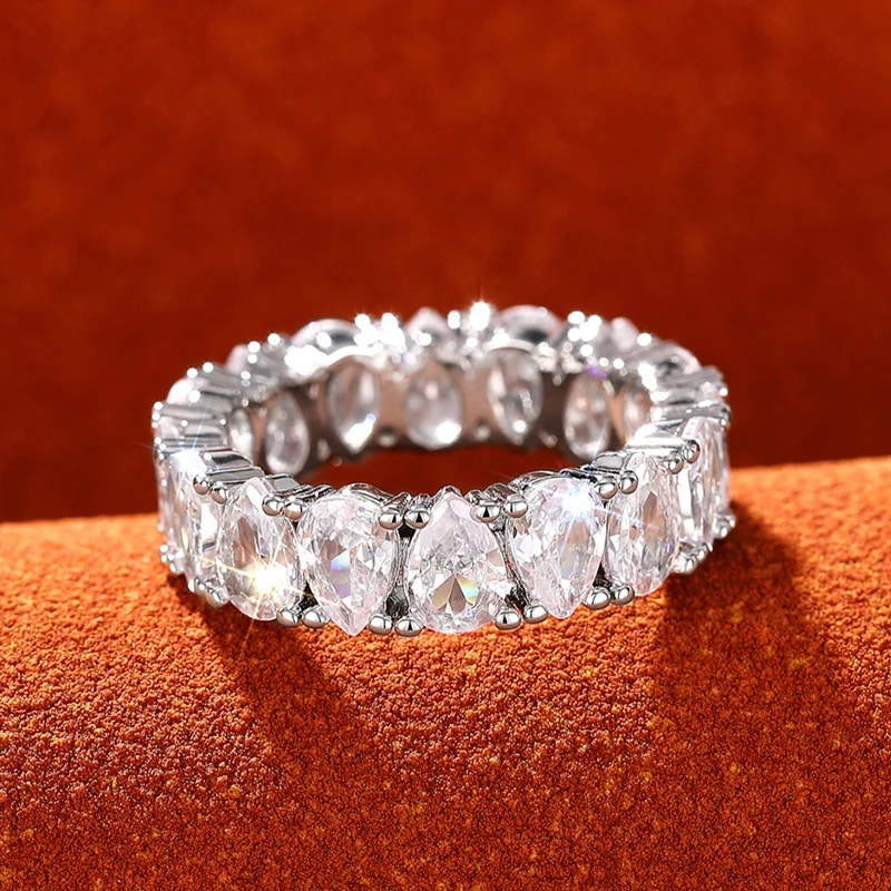 Huitan Birne Kubikzircon Versprechen Ringe für Frauen Silber Farbe Mode Luxus Hochzeit Band Zubehör Bling Bling Weiblichen Schmuck – Detail 4
