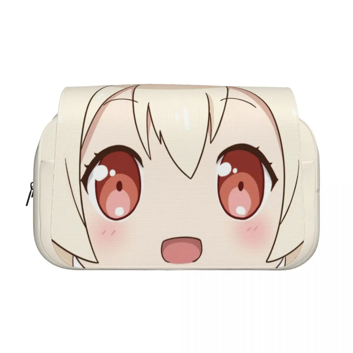 Klee Genshins Impact Double Clamshell Pen Case Pencilcases Pen for Student Large Storage Bags Office Zipper Stationery
