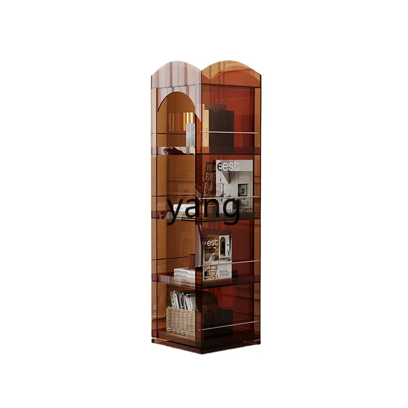 LH floor rotating bookshelf full body mirror magazine rack acrylic locker simple living room side cabinet mirror