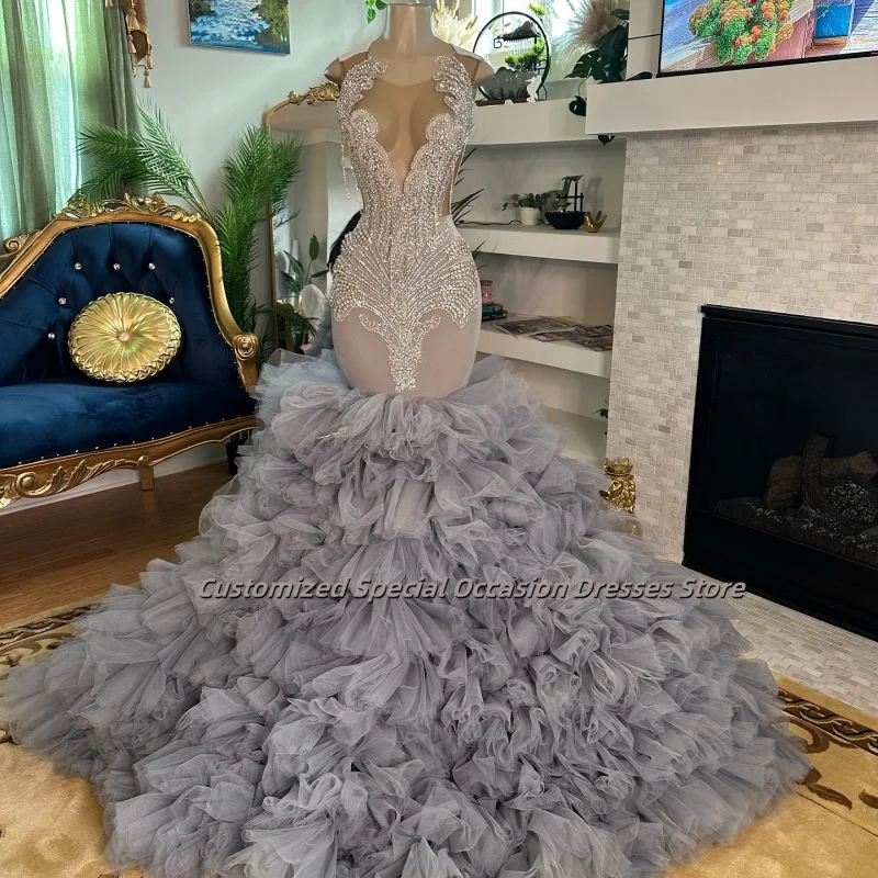 Silver Dress Luxurious Women's Evening Dress Silver Prom Dress Luxury Cocktail Dress Custom Occasion Dresses Customized