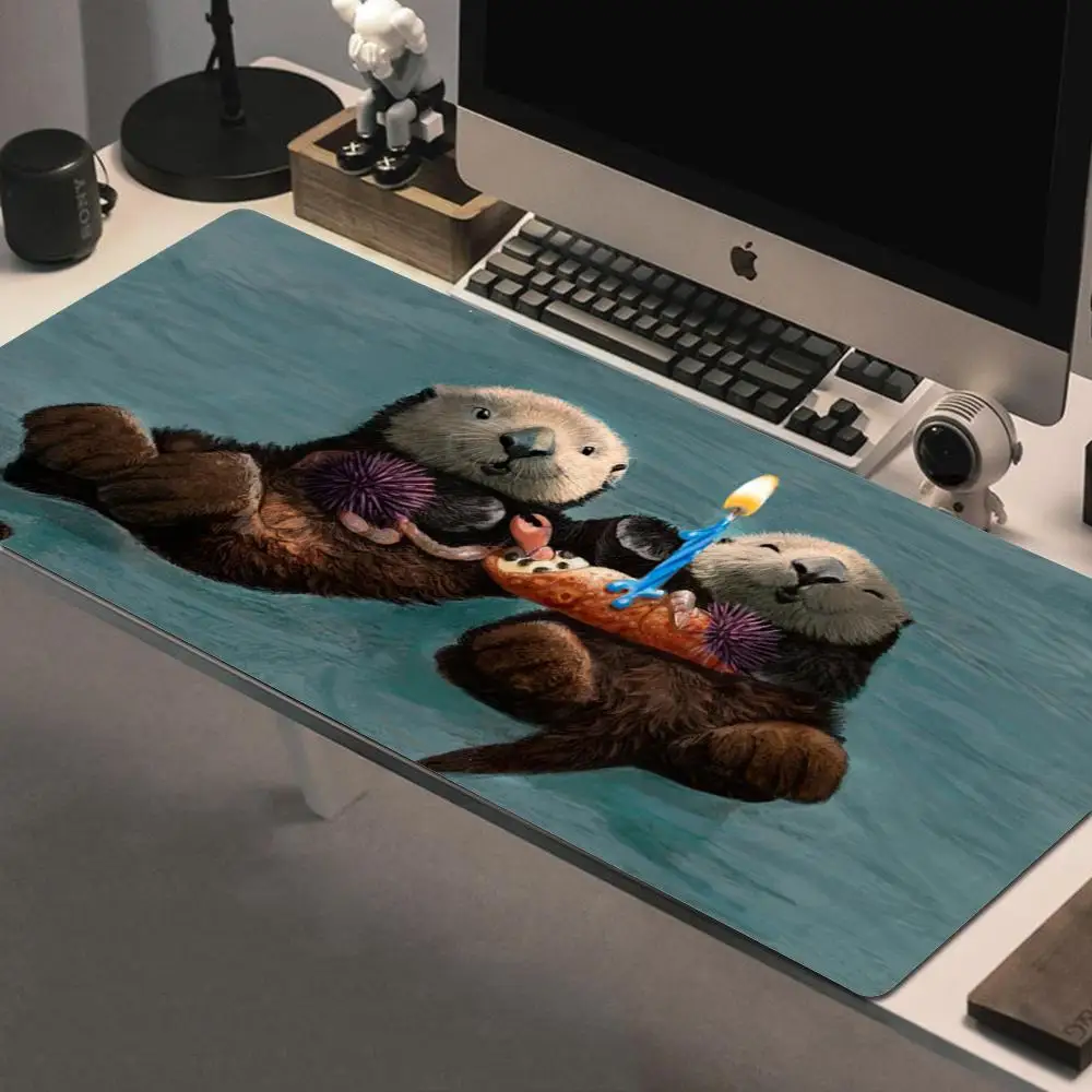 Cute cartoon otter Mousepad Mouse Mat With Pad gaming accessories Prime Gaming XXL Keyboard Pad Stitch Padding Mat