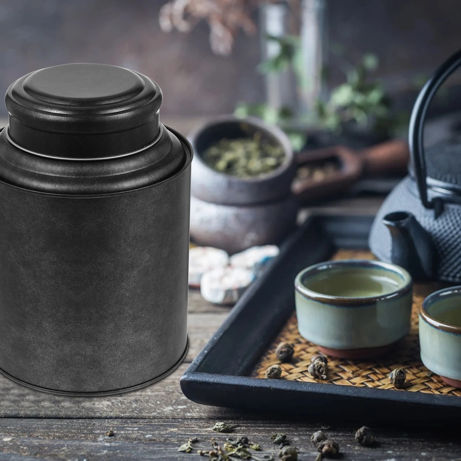 

1Pcs Metal Tea Storage Can Household Packing Jar Grey Round Sealing Tank Multi-Purpose Candy Chocolate Container