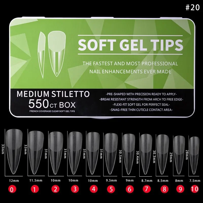 

550pcs Soft Gel Nail Tips Medium Short Almond Coffin Full Cover Matte Extension Tools Acrylic Press on Nail DIY Manicure Decor