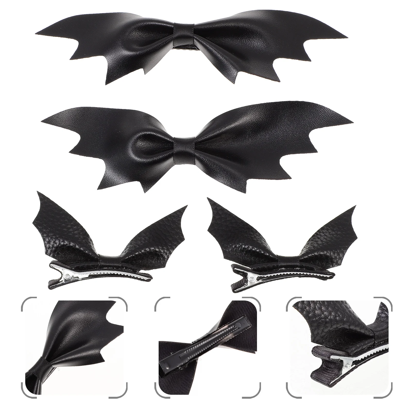 

4 Pcs Bat Hairpin Clips Barrettes Wing Bows for Kids Girls Goth Pu Iron Accessories Child