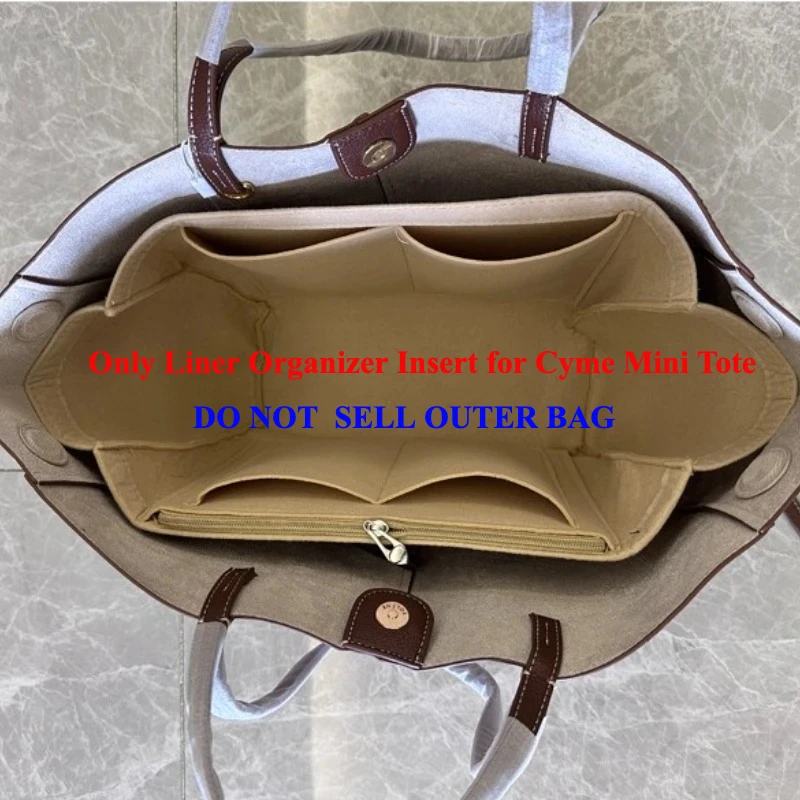 إدراج منظم بطانة بحجمين لـ Cyme Mini Tote حقيبة تخزين داخلية لتنظيم الحفاظ على ملحقات حقيبة المحفظة