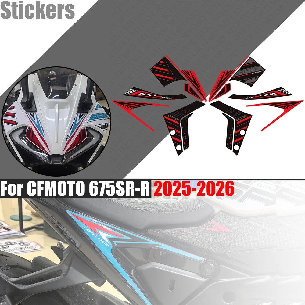 Motorcycle Stickers Decals Tank Pad Knee Grip Front Fender Protector For CFMOTO 675SR-R 675SRR 2025-2026 Mod Parts