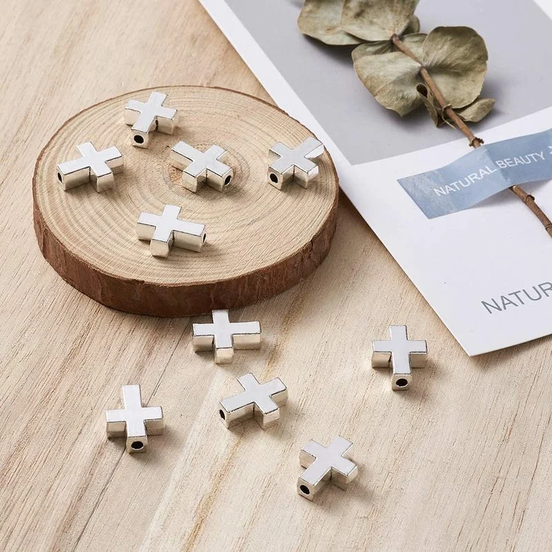 10pcs Tibetan Style Antique Silver / Golden Alloy Cross Pendant Beads for Bracelet Necklace Jewelry Making DIY Accessory 15x12mm