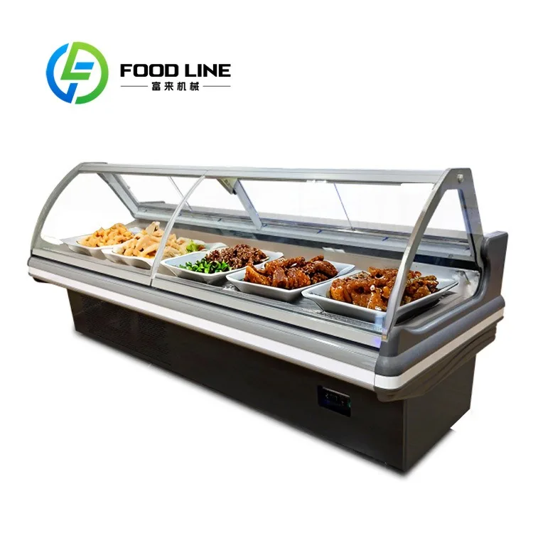 Meat Display Counter Supermarket Convenience Store Glass Door Meat Butcher Counter Refrigerated Display case for Chicken Beef
