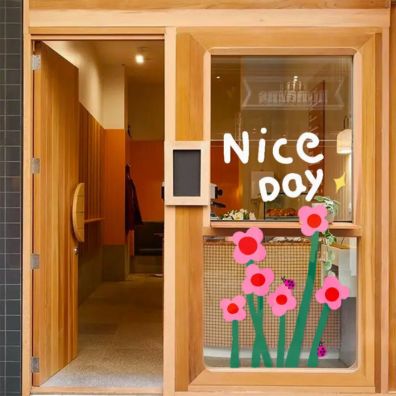 Colorful Household Decoration Wall Stickers Bathroom Window Glass Door Decor Shops Posters Display Static Cling Decorative Films