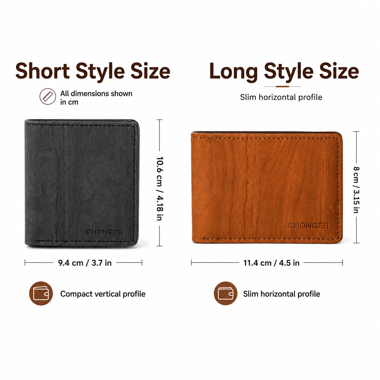 Men’s with Classic Wood Grain Wallet, Horizontal and Vertical Dual Optional Styles, Ideal Present for Men for Daily Use & Travel