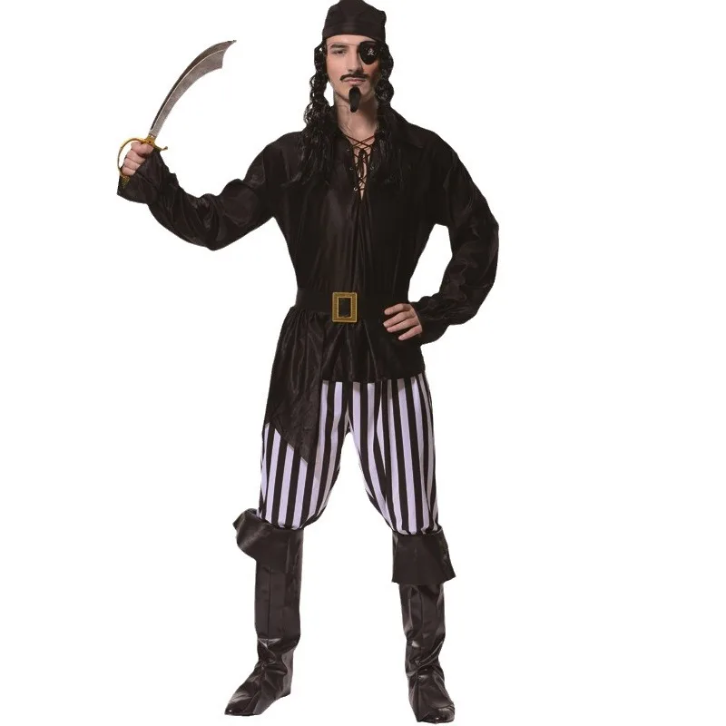 Disfraces de Piratas, Top y Pantalones, Personaje de Película, Ropa para Actuaciones en Fiestas de Disfraces de Halloween para Hombres