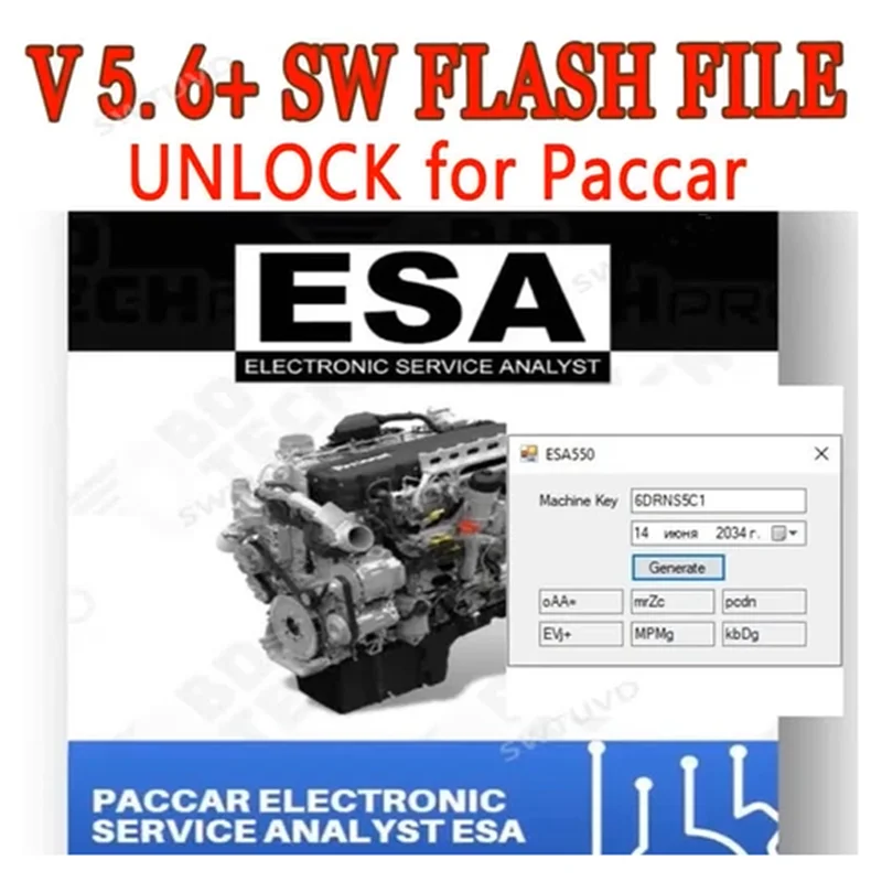 2024 Lastest ESA Electronic Service Analyst 5.6 + 2023 SW FLASH FILE+ free keygen UNLOCK for Paccar+ free help install ESA 5.6