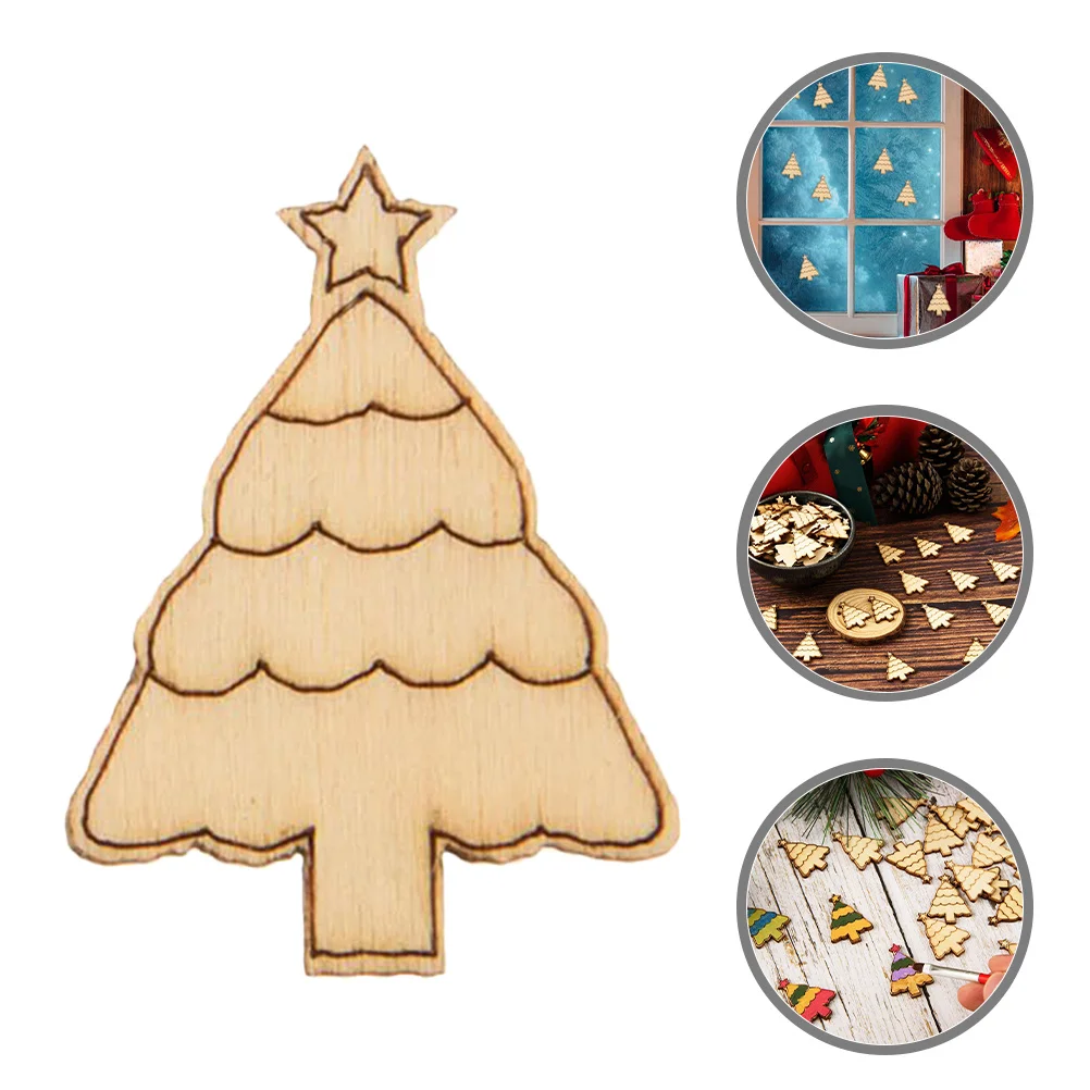 

50Pcs Wooden Christmas Tree Ornaments Unique DIY Holiday Decorations Unpainted Blank Cutouts Craft Supplies Wooden Ornaments