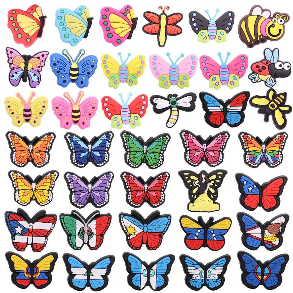 1PVC Prettty Butterfly Kids Sandals Shoe Charms Colorful Bracelet Decorations Clog DIY Boys Girls Party Gift