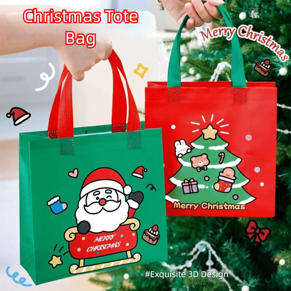 

Portable Christmas Storage Bag Casual Large Capacity Candy Bag Cartoon Pattern Shoulder Bag