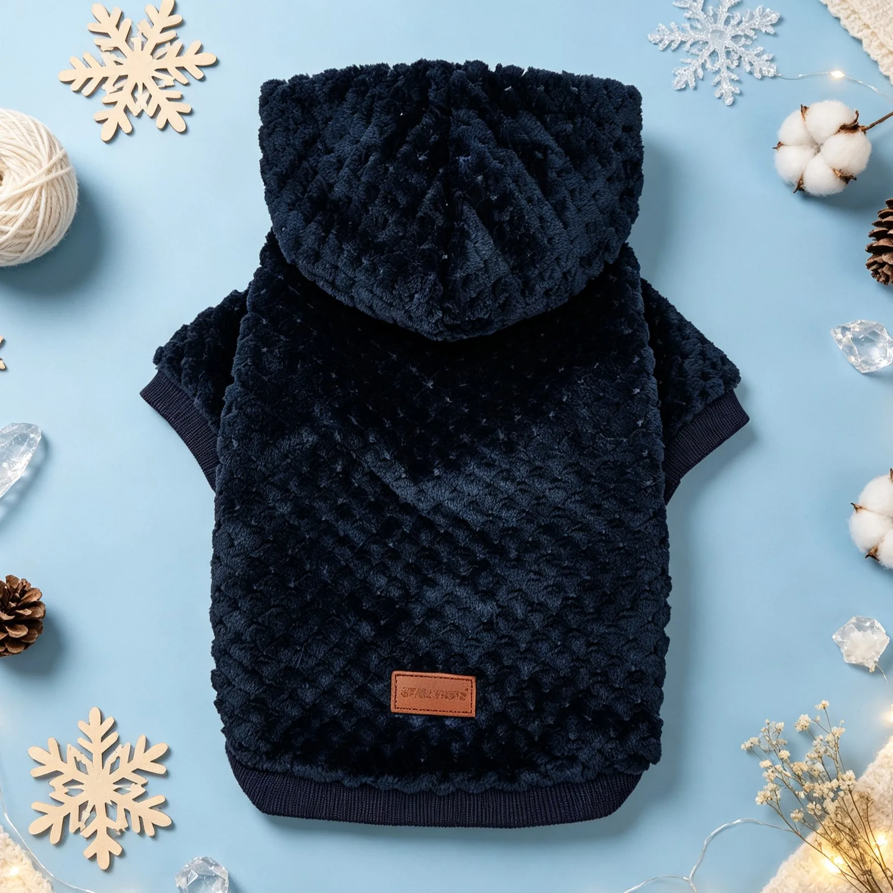 Weicher Polarfleece-Haustiermantel mit Kapuze, warmes Karodesign, ideal für kleine und mittelgroße Hunde, Katzen, Welpen, für den täglichen Gebrauch im Herbst und Winter. – Detail 9