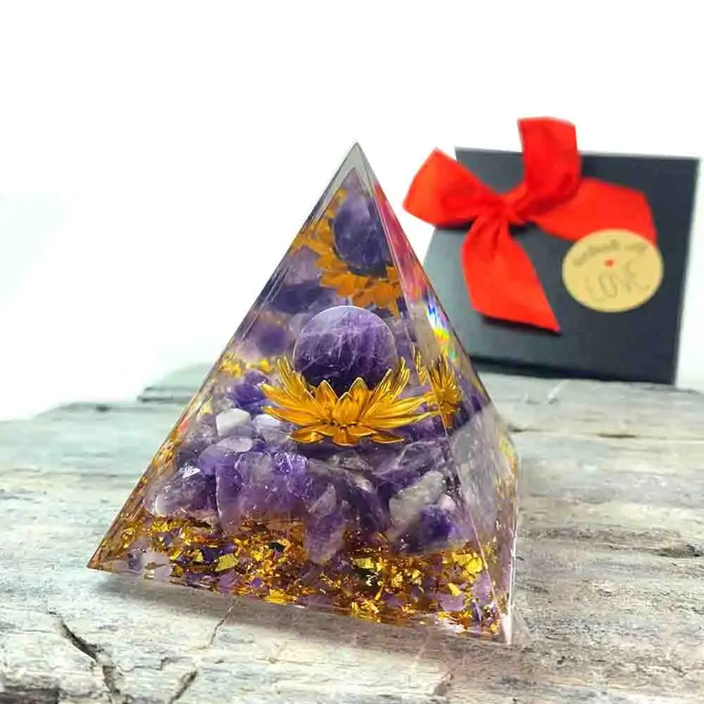 

Orgonite Pyramid Natural Stone Crystals Stone Craft Orgone Energy Generator Meditation Tool Home Decoration Desktop Ornaments