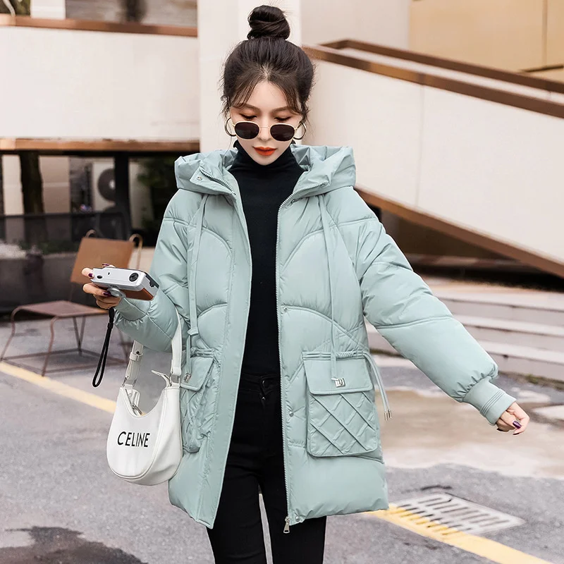 2024 New Women\'s Parka Winter Jacket Hooded Long Thick Warm Cotton Padded Jackets Parkas Woman Clothing Oversized Parkas Coat