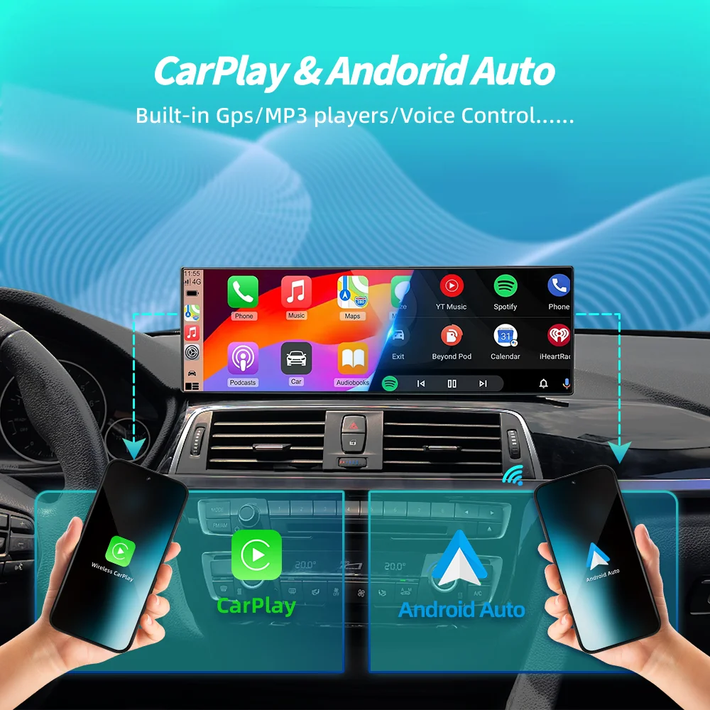 BONROAD 14.9 inch 2560*720P Display Touch Screen For BMW 1 Series F20 F21 NBT system Wireless Wired CarPlay Android Auto Airplay Autolink Mirroring Car Radio Stereo GPS Navigation Multimedia