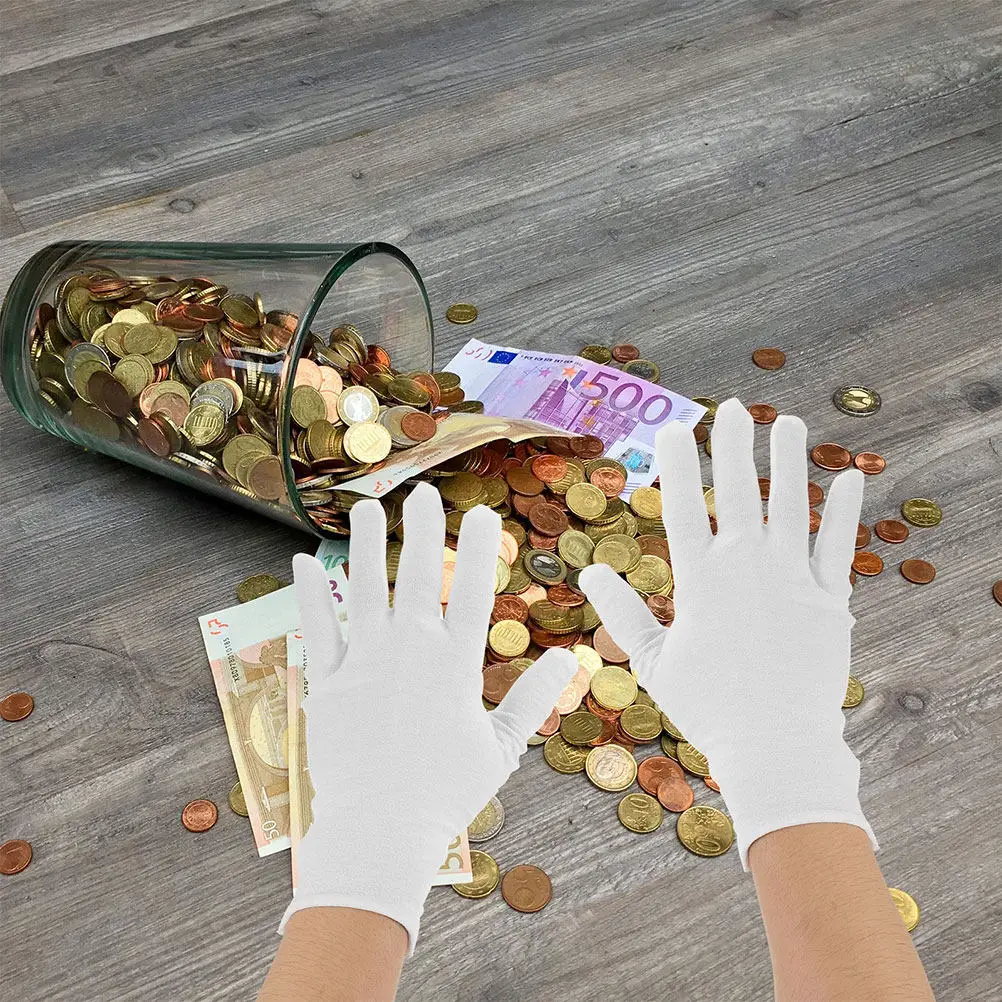 

12Pairs Mens Cotton Work Gloves Thin Soft Comfortable Gloves for Jewelry Inspection Coin Handling Cotton Men Mens