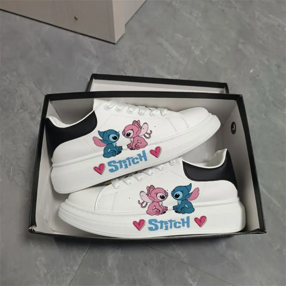 Kawaii Sticth Angle Cartoon Women Platform Sneakers Lace Up Skateboard Flat Outdoor Running Sport Shoe Tennis Walking Sneakers