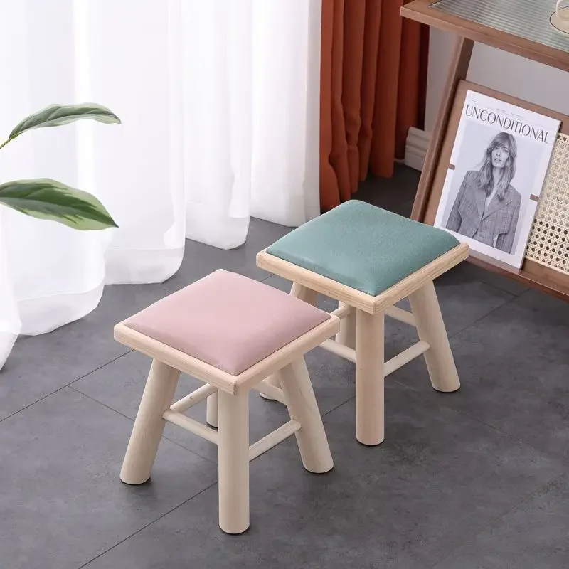 

Small Stool Household Solid Wood Small Bench Living Room Coffee Table Entry Door Shoe Change Retro Sofa Low Square