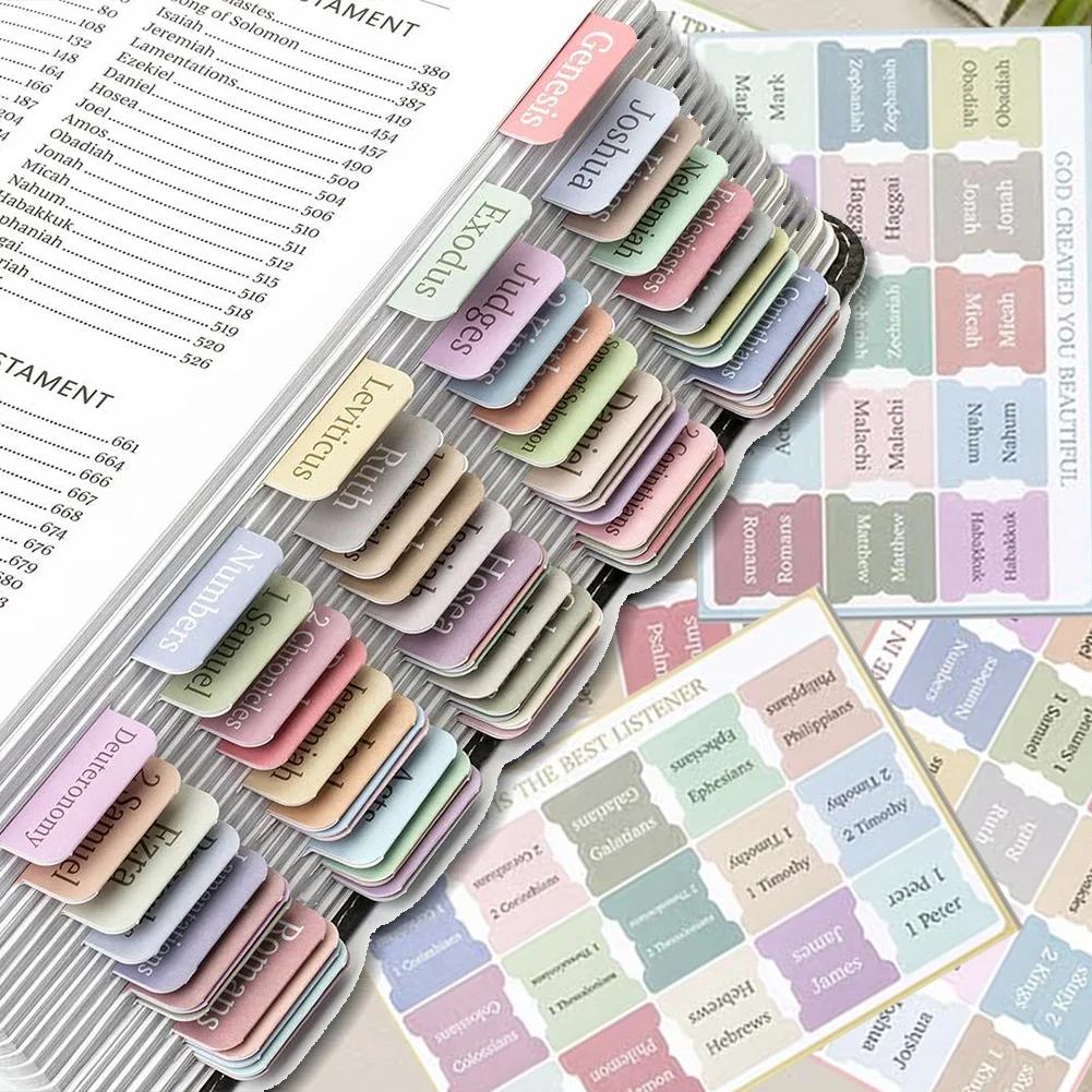 5 Sheet Self-adhesive Paper Tabs Bookmark Stickers Bible Index Label Sticker Large Print Laminated Bible Tabs for Study Reading