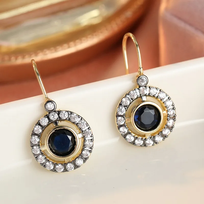 Luxurious Style Circular Earrings Inlay White Synthetic Zircon For Women Palace Style Party Banquet Earrings Fashion Jewelry