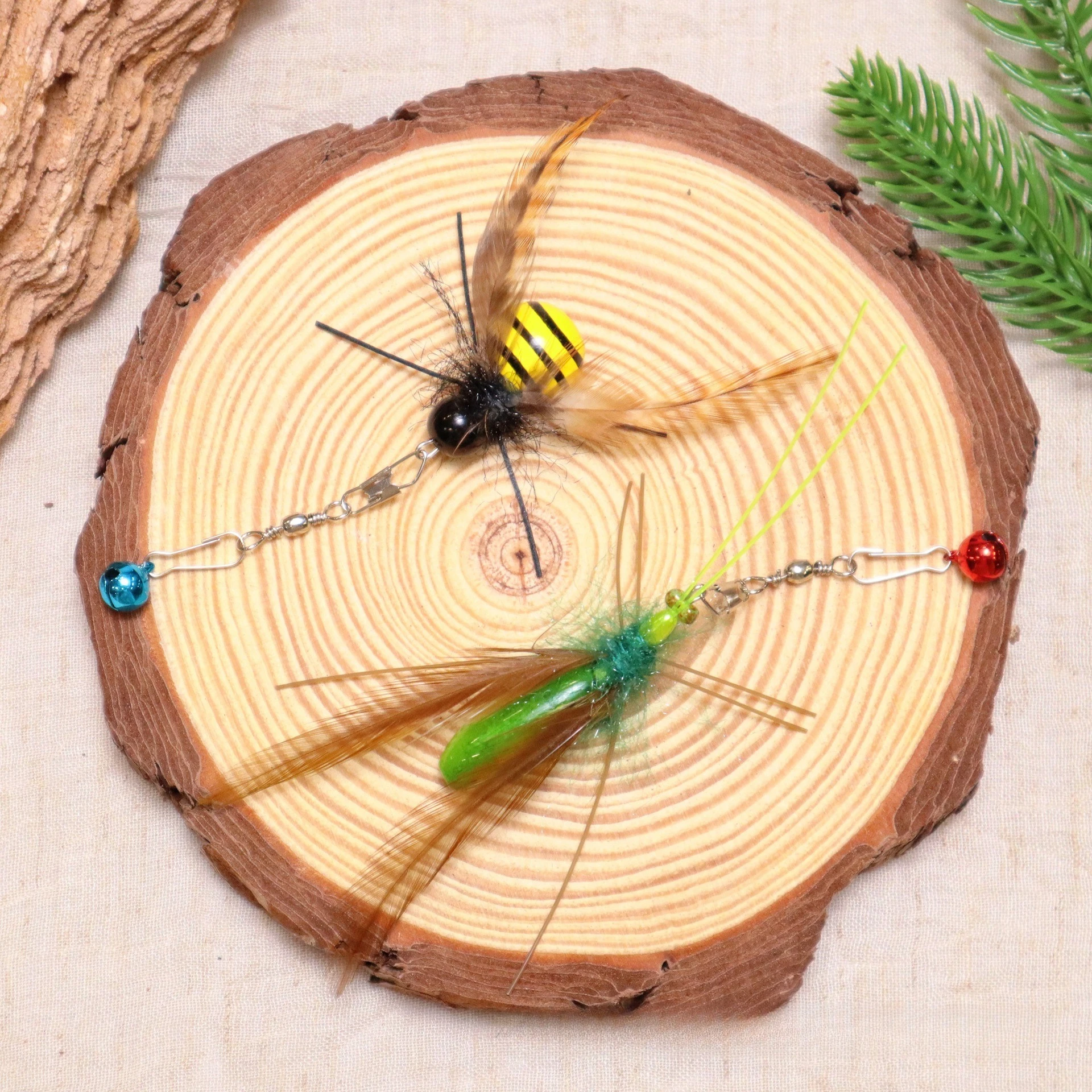 2 قطع محاكاة السرعوف النحل ريشة استبدال الملحقات مضحك القط عصا قضيب دعابة الحيوانات الأليفة لعبة البلاستيك الخشب