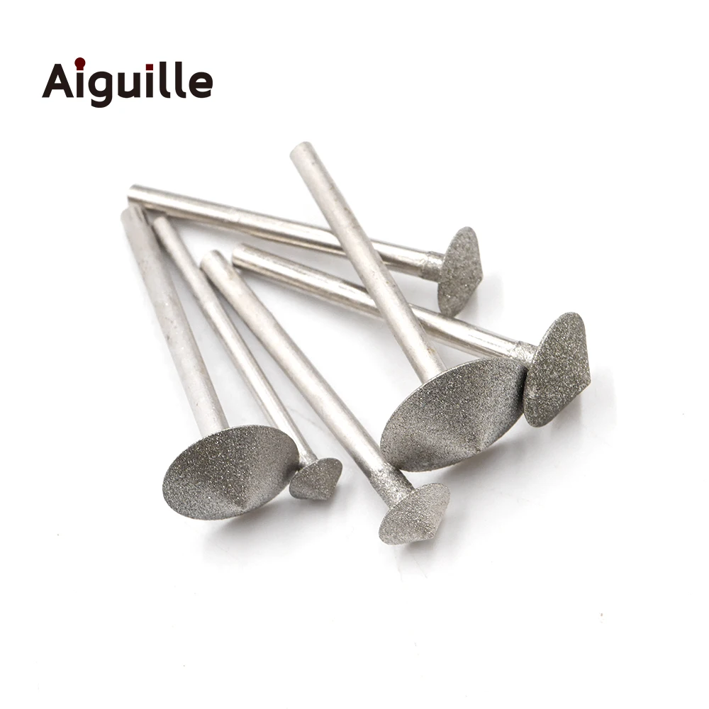 6pcs 6/8/10/12/14/16mm Umbrella Shape Diamond Grinding Burr Teeth Grinding Bits Jade Stone Grinding Point