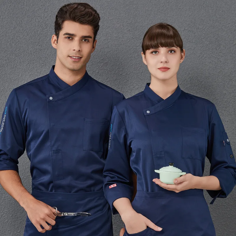 Qingfeng Partial Ban Uniform Long Sleeve Autumn and Winter Restaurant Clothes Kitchen Chef Overalls Hotel Whol