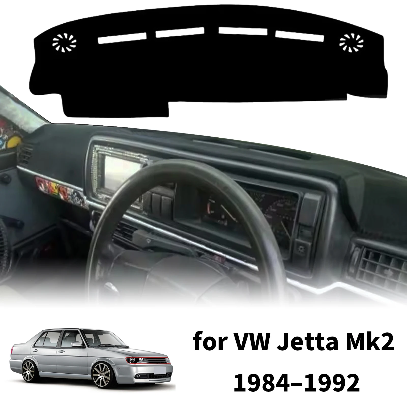 フォルクスワーゲン-vw-ジェッタ-mk2-1984-1992年式用、車内ダッシュボードカバー、日よけ、滑り止め加工、ダッシュマット、インテリア装飾パッド、アクセサリー