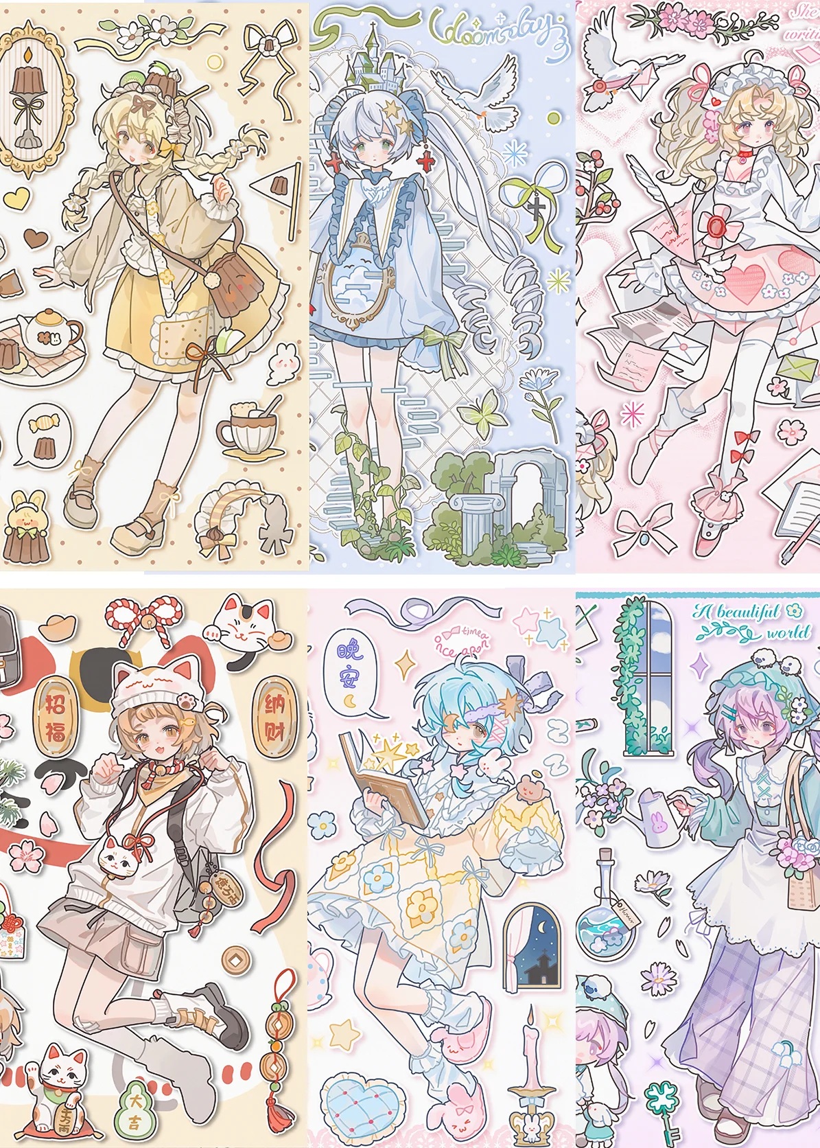 WishPatch Sticker Set | Soft-Rainbow Six-Panel Fantasy-Crew for Memory Books