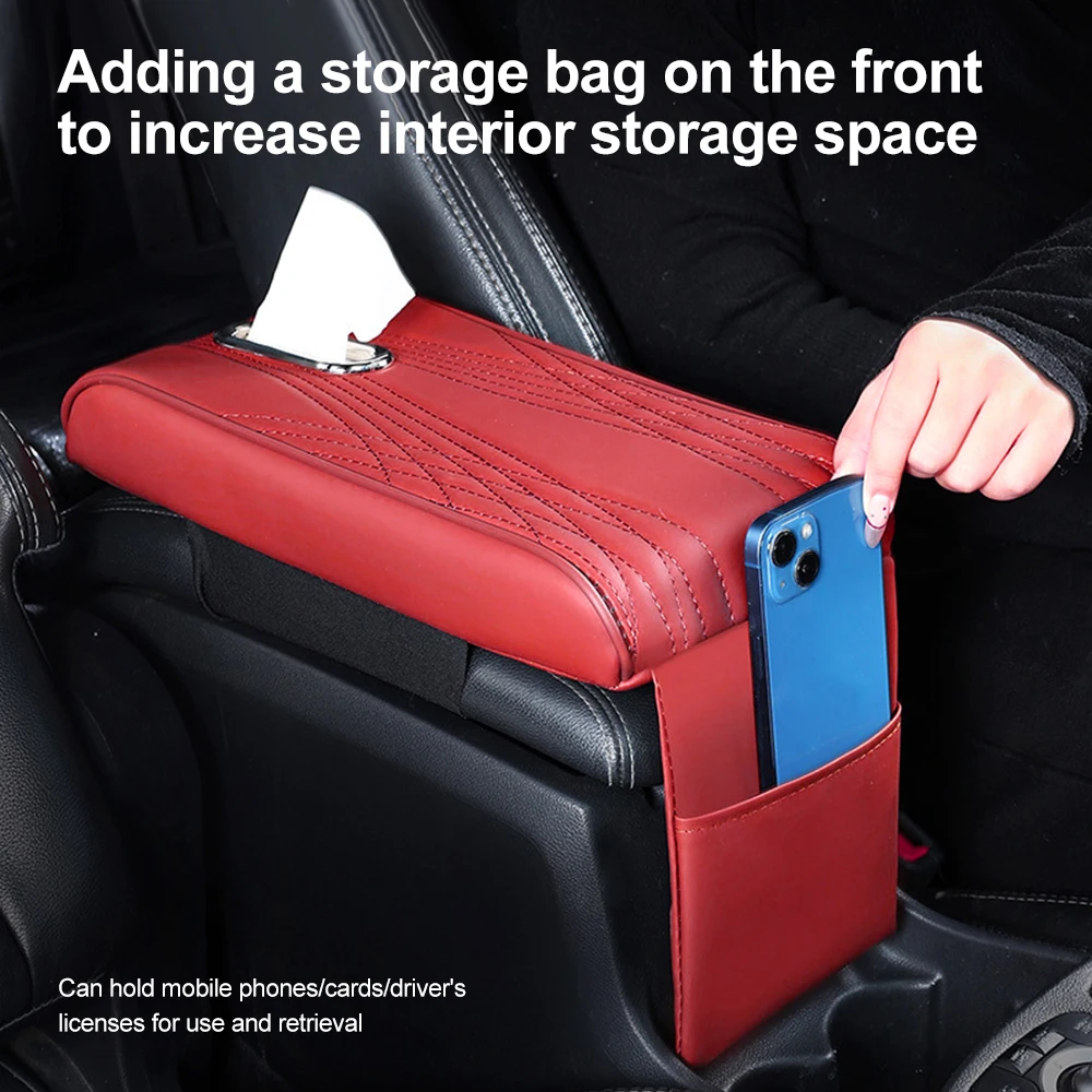 

Car Tissue Storage Box Multifunctional Armrest Box Pad Car Interior Accessories Car Tissue Cover Pu Leather Organizer Bag ﻿﻿