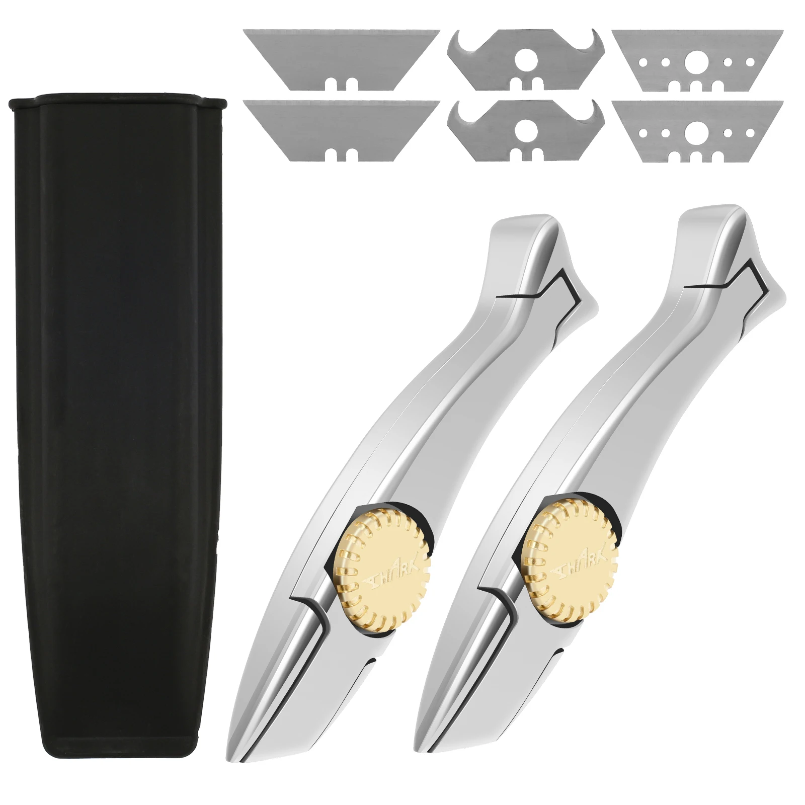 

Нож для ковров Алюминиевый кровельный нож с твердой латунной ручкой Лезвие с двойным зубцом Простой в использовании Безопасный удобный нож для ковров