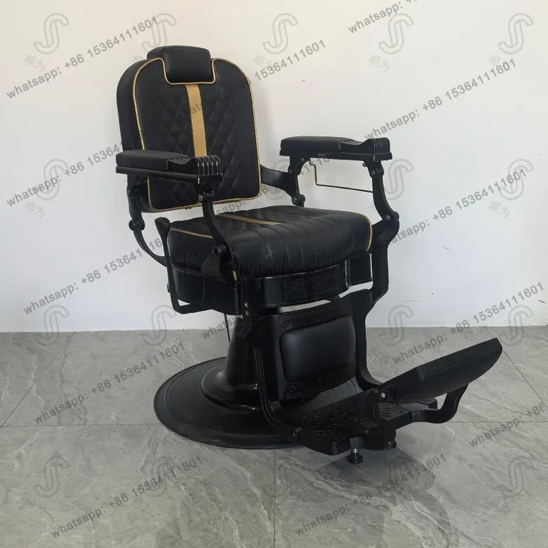 Factory Direct Sales High-end export hairdressing shop Barber chair can recline retro oil head chair